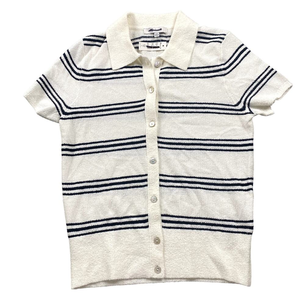 Madewell Top Women XXS White Stripe Olivia Button Up Preppy Classic NQ341 NWT